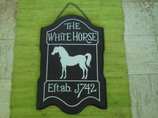 Vintage White Horse Scotch Whiskey Wood Sign 14 " X22 " Bar Advertising Liquor