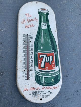 Vintage 7 Up Soda Thermometer Sign Antique Retro Classic Advertisement Good Cond