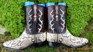 Black Jack " Giant " Python Snake Skin " Rare " Western Cowboy Boots Men 10.  5 D