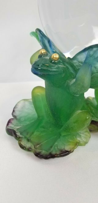 VERY RARE DAUM CLOCK FROG CRYSTAL LILY PAD DAUM FRANCE PATE DE VERRE RS 2