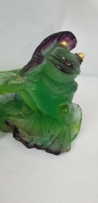 VERY RARE DAUM CLOCK FROG CRYSTAL LILY PAD DAUM FRANCE PATE DE VERRE RS 3