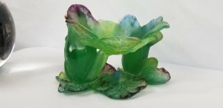 VERY RARE DAUM CLOCK FROG CRYSTAL LILY PAD DAUM FRANCE PATE DE VERRE RS 4