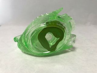 Vintage Cambridge Glass Co.  1050 Apple Green Swan Candle Holders 4 1/2 