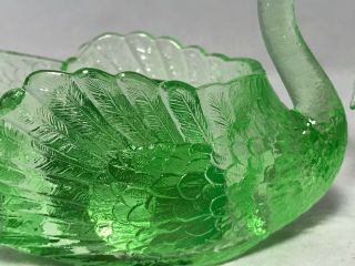 Vintage Cambridge Glass Co.  1050 Apple Green Swan Candle Holders 4 1/2 