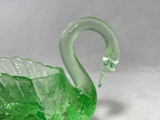 Vintage Cambridge Glass Co.  1050 Apple Green Swan Candle Holders 4 1/2 