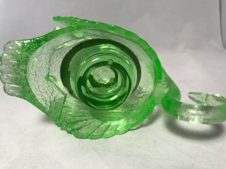 Vintage Cambridge Glass Co.  1050 Apple Green Swan Candle Holders 4 1/2 