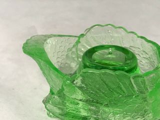 Vintage Cambridge Glass Co.  1050 Apple Green Swan Candle Holders 4 1/2 