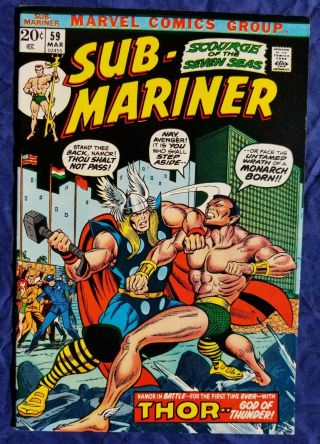 1973 Sub - Mariner 59 Marvel Comic Issue Mighty Thor Appearance Vtg Stan Lee Nm