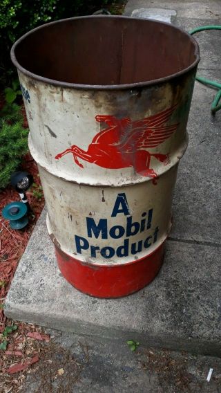 Vintage Mobil Oil Pegasus Drum 1950s.  Rare.  Collectible