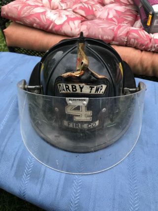 Vintage Antique Cairns & Bros Fire Fighter Helmet 1975 W/ Leather Darby Twp 880