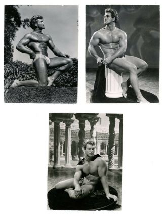 Rare 3 Ea Vintage 1940s Bob Mizer Amg Photos Bud Counts Male Nude Classic Muscle