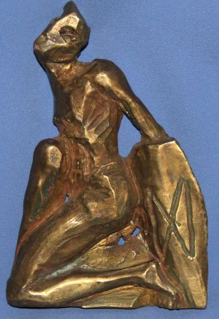 Vintage Hand Made Solid Bronze Abstract Figure Statuette