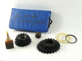 Cyclo Pans Freewheel Kit Remover 16 Cogs & Spacers Vintage Bike 6 Speed Nos