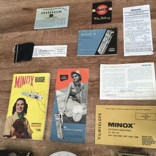 (2) Vintage Minox B Camera w/ Accessories Flash Film Meter Books & More Spy Mini 8