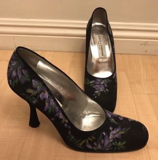 Vtg Dolce & Gabbana Hand Painted Floral Shoes Size 9.  5 Heels