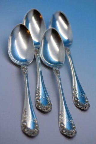 4 Sterling Silver Rose Teaspoons By R.  Wallace & Sons Mfg.  Co