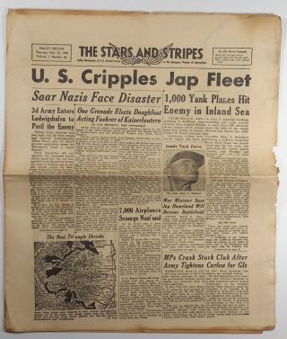 1945 Wwii Stars And Stripes Newspaper Saar Guam Mitscher March 22