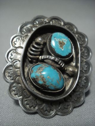 Huge Vintage Navajo Morenci Turquoise Sterling Silver Ring