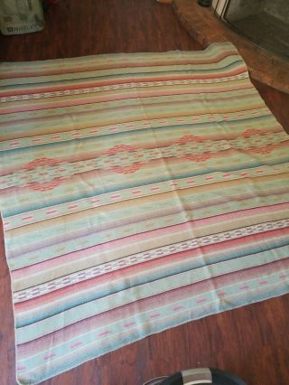 Vtg Polo Ralph Lauren Aztec Large Blanket 100 Cotton Made In Usa 90 " X90 " Rare