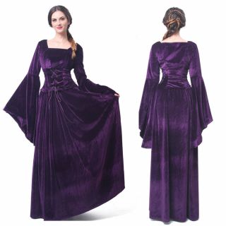 Women Velvet Medieval Renaissance Dress Long Celtic Queen Gown Cosplay Costume