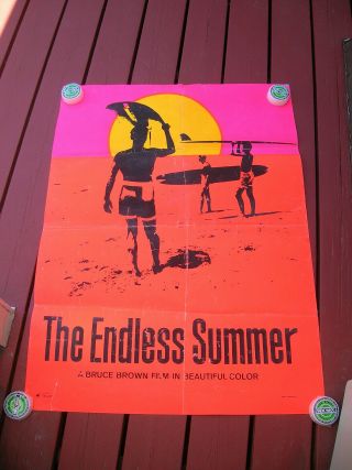 Vintage Endless Summer Surf Movie Poster Surfboard 1965 Silk Screened
