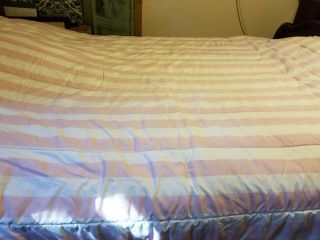 Vintage Laura Ashley Comforter Country Roses w Pink stripe queen EUC 2