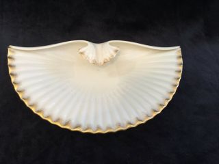 Vintage Lenox Rare Cream With Gold Trim Footed Shell Shaped Candy Dish,  8 " X 5 "