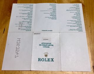 ROLEX Vintage Certificate Guarantee 18348 W363547 President Day - Date Diamond OEM 5