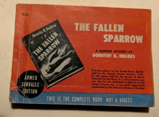 The Fallen Sparrow,  By D B Hughes,  N - 11,  Armed Services Edition,  Wwii