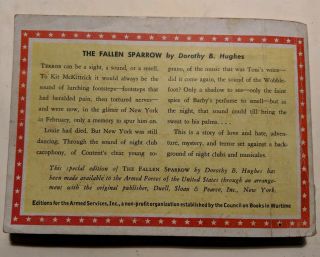 The Fallen Sparrow,  by D B Hughes,  N - 11,  Armed Services Edition,  WWII 2