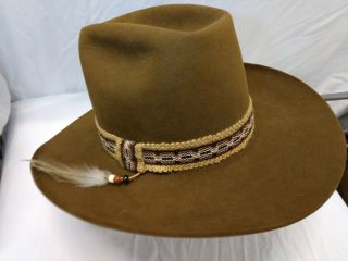 Vintage Stetson Sz.  7 1/2 3x Beaver Felt Cowboy Hat Xxx Native American Indian