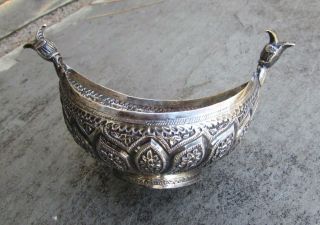 Rare Antique Persian 800 Silver Repousse Engraved Floral Bowl 77 Grams Nr