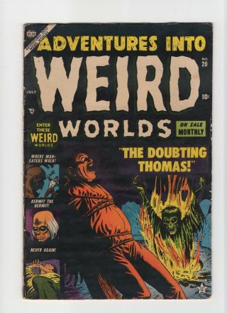 Adventures Into Weird Worlds 20 Vintage Marvel Atlas Comic Bondage Cover 10c
