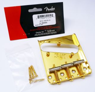 Fender Telecaster Tele American Vintage Gold Bridge Plate W/ 3 - Saddle