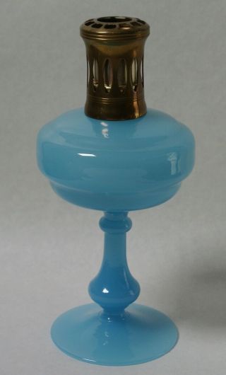 Vintage Vallerysthal Lorraine Blue Opaline Glass Lampe Berger Made In France