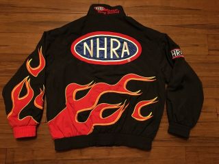 Vintage 90s Mens Nhra Winston Drag Racing Jacket Windbreaker Flames H3 Sz Xl
