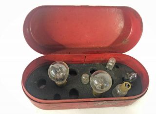 Antique Vintage 1940 ' s Car Lamp & Fuse Kit tin/metal box with 6 fuses by Anthes 2
