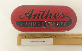 Antique Vintage 1940 ' s Car Lamp & Fuse Kit tin/metal box with 6 fuses by Anthes 3