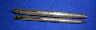 Parker Fountain Pen/pencil Set,  Sterling Silver,  Vintage 14k Nib Made In The Usa