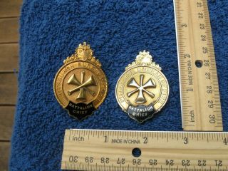 Vintage Pittsburgh Bureau Of Fire Battalion Chief Fireman Breast And Hat Badge