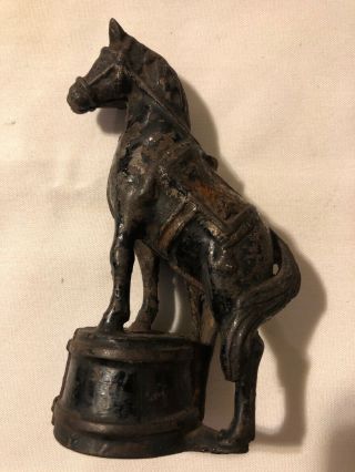 Vintage Antique Cast Iron Horse On Barrel Still Coin Bank Circus Show Horse