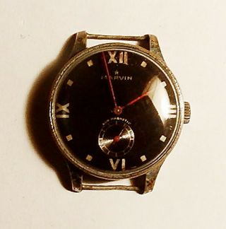 Vintage Wristwatch Marvin Military Style Black Dial Swiss Made