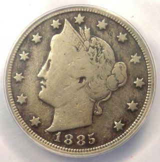 1885 Liberty Nickel 5c - Anacs Vg8 Details - Rare Date Certified Coin