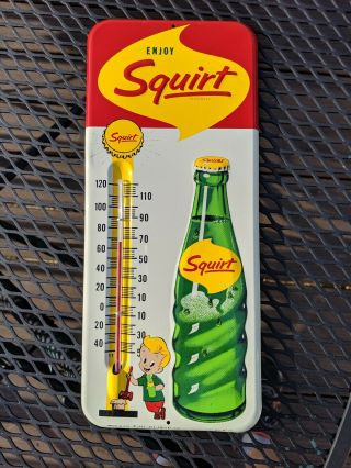 Vintage 1961 Enjoy Squirt Advertising Thermometer,