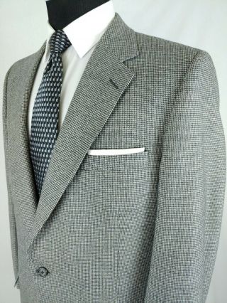 Vintage Burberry Houndstooth Gray Wool 2 - Piece 2 Button Complete Suit 42r 40x30