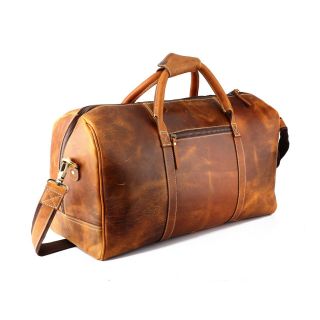 20 " Men Vintage Leather Duffle Bag Overnight Weekend Travel Carryon Hand Luggage