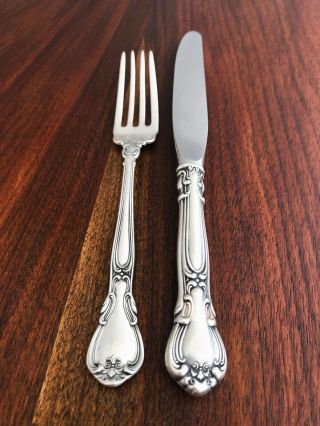 - (2) Gorham Co Sterling Silver Youth Knife And Fork Set: Chantilly No Monogram