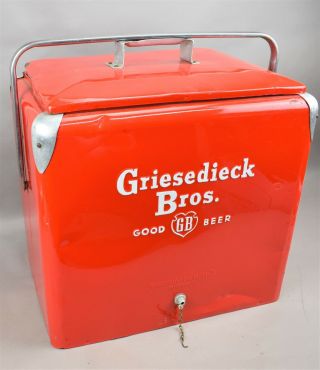 Vintage Griesedieck Bros.  Embossed Good Beer Metal Cooler