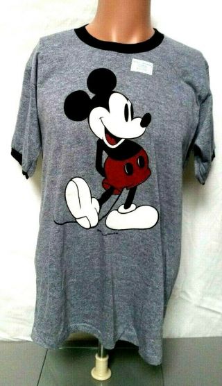 Vintage70s 80s Tropix Togs Mickey Mouse Ringer T - Shirt Gray Size Xl