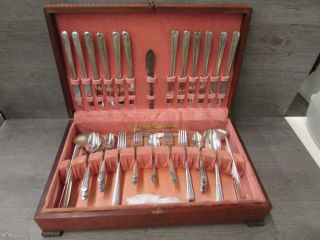 Vintage Oneida Community Silverplate Milady Flatware Set In Case 81 Piece